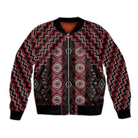 New Zealand Aotearoa Bomber Jacket Red Poutama With Taniko Pattern LT05 Unisex Red - Polynesian Pride