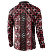 New Zealand Aotearoa Button Sweatshirt Red Poutama With Taniko Pattern LT05 - Polynesian Pride