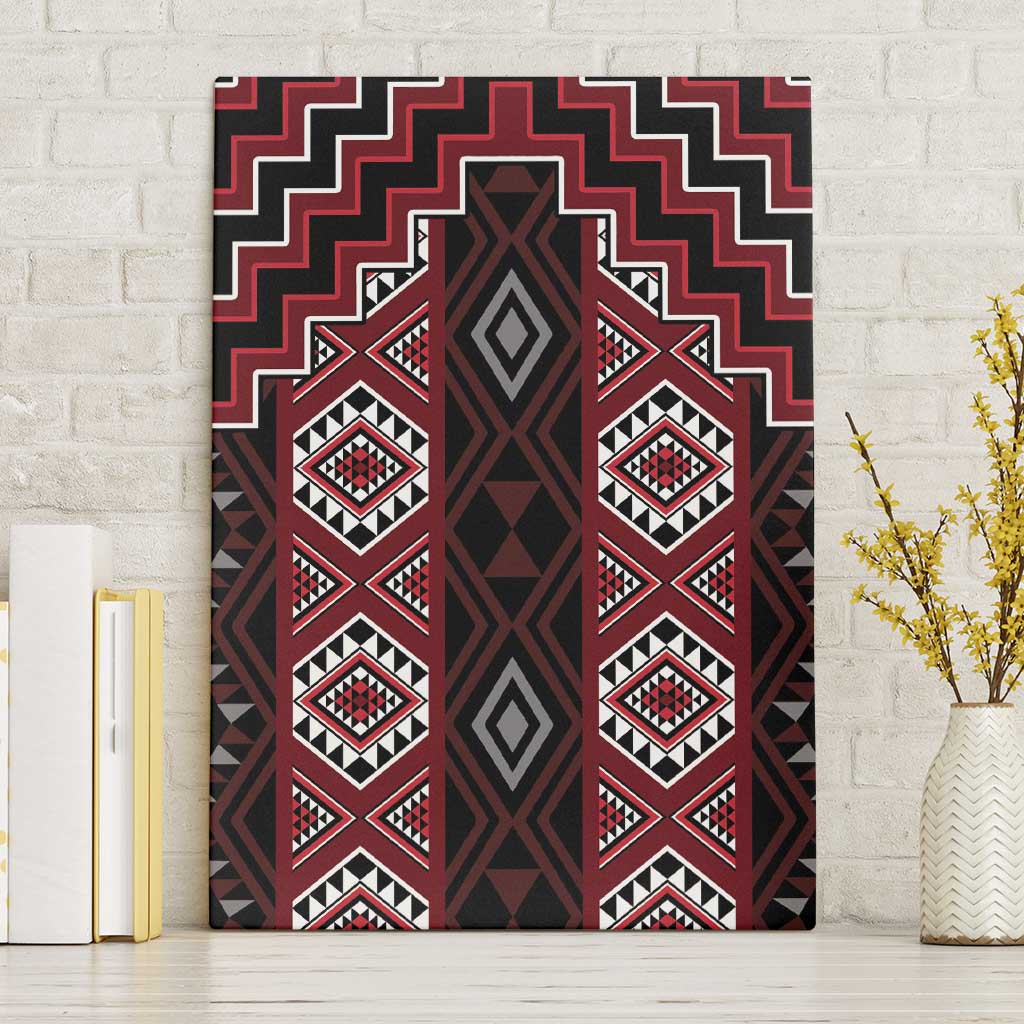 New Zealand Aotearoa Canvas Wall Art Red Poutama With Taniko Pattern LT05