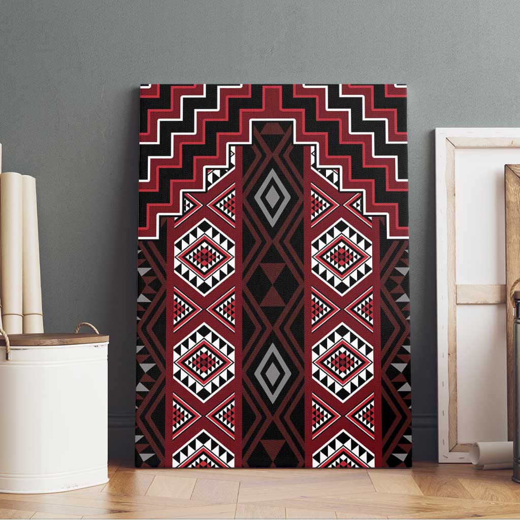 New Zealand Aotearoa Canvas Wall Art Red Poutama With Taniko Pattern LT05 - Polynesian Pride
