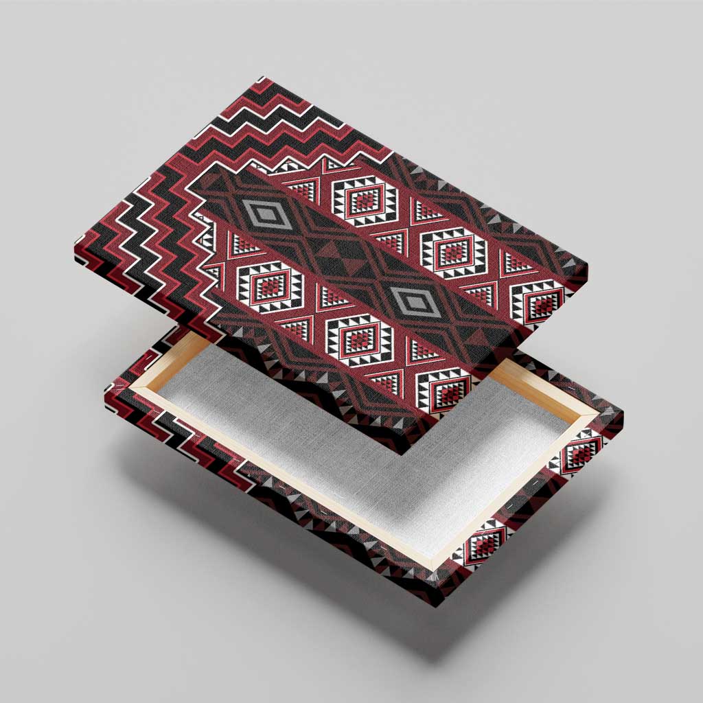 New Zealand Aotearoa Canvas Wall Art Red Poutama With Taniko Pattern LT05 - Polynesian Pride
