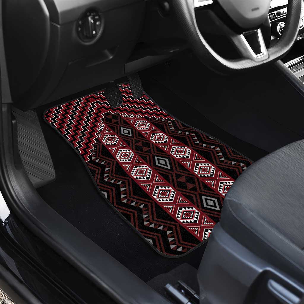 New Zealand Aotearoa Car Mats Red Poutama With Taniko Pattern LT05 - Polynesian Pride