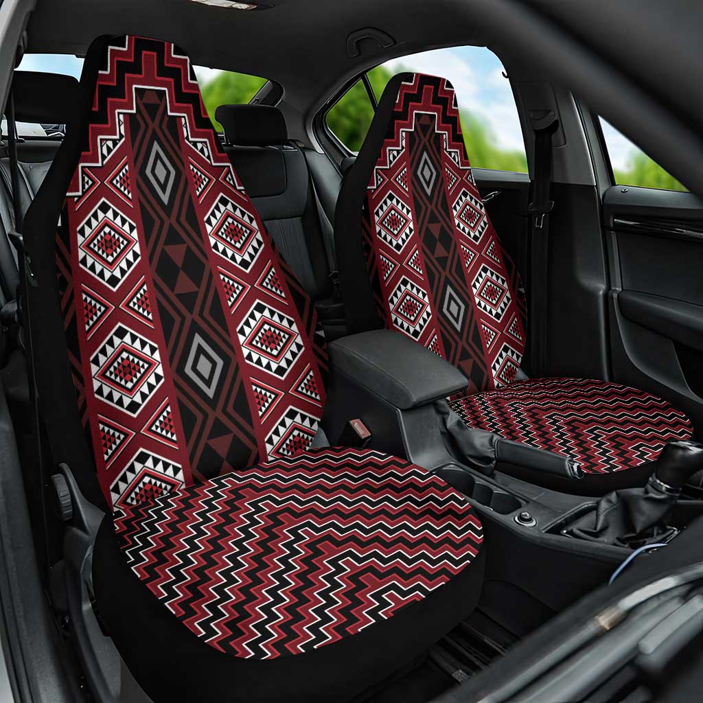New Zealand Aotearoa Car Seat Cover Red Poutama With Taniko Pattern LT05 One Size Red - Polynesian Pride