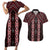 New Zealand Aotearoa Couples Matching Short Sleeve Bodycon Dress and Hawaiian Shirt Red Poutama With Taniko Pattern