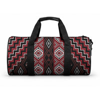 New Zealand Aotearoa Duffle Bag Red Poutama With Taniko Pattern