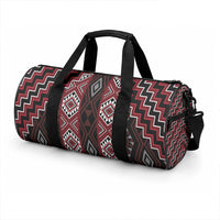 New Zealand Aotearoa Duffle Bag Red Poutama With Taniko Pattern