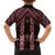 New Zealand Aotearoa Family Matching Off The Shoulder Long Sleeve Dress and Hawaiian Shirt Red Poutama With Taniko Pattern