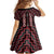 New Zealand Aotearoa Family Matching Off The Shoulder Long Sleeve Dress and Hawaiian Shirt Red Poutama With Taniko Pattern