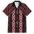 New Zealand Aotearoa Family Matching Off The Shoulder Long Sleeve Dress and Hawaiian Shirt Red Poutama With Taniko Pattern