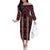 New Zealand Aotearoa Family Matching Off The Shoulder Long Sleeve Dress and Hawaiian Shirt Red Poutama With Taniko Pattern