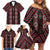 New Zealand Aotearoa Family Matching Off Shoulder Short Dress and Hawaiian Shirt Red Poutama With Taniko Pattern LT05