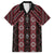 New Zealand Aotearoa Family Matching Off Shoulder Short Dress and Hawaiian Shirt Red Poutama With Taniko Pattern LT05