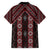 New Zealand Aotearoa Family Matching Off Shoulder Short Dress and Hawaiian Shirt Red Poutama With Taniko Pattern LT05