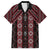 New Zealand Aotearoa Family Matching Short Sleeve Bodycon Dress and Hawaiian Shirt Red Poutama With Taniko Pattern LT05