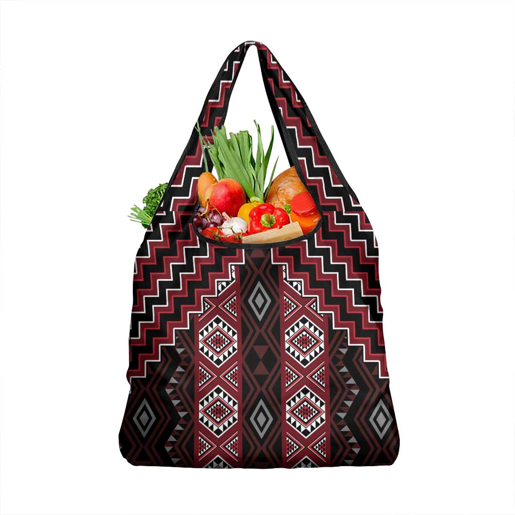 New Zealand Aotearoa Grocery Bag Red Poutama With Taniko Pattern LT05 1-pack One Size Red - Polynesian Pride