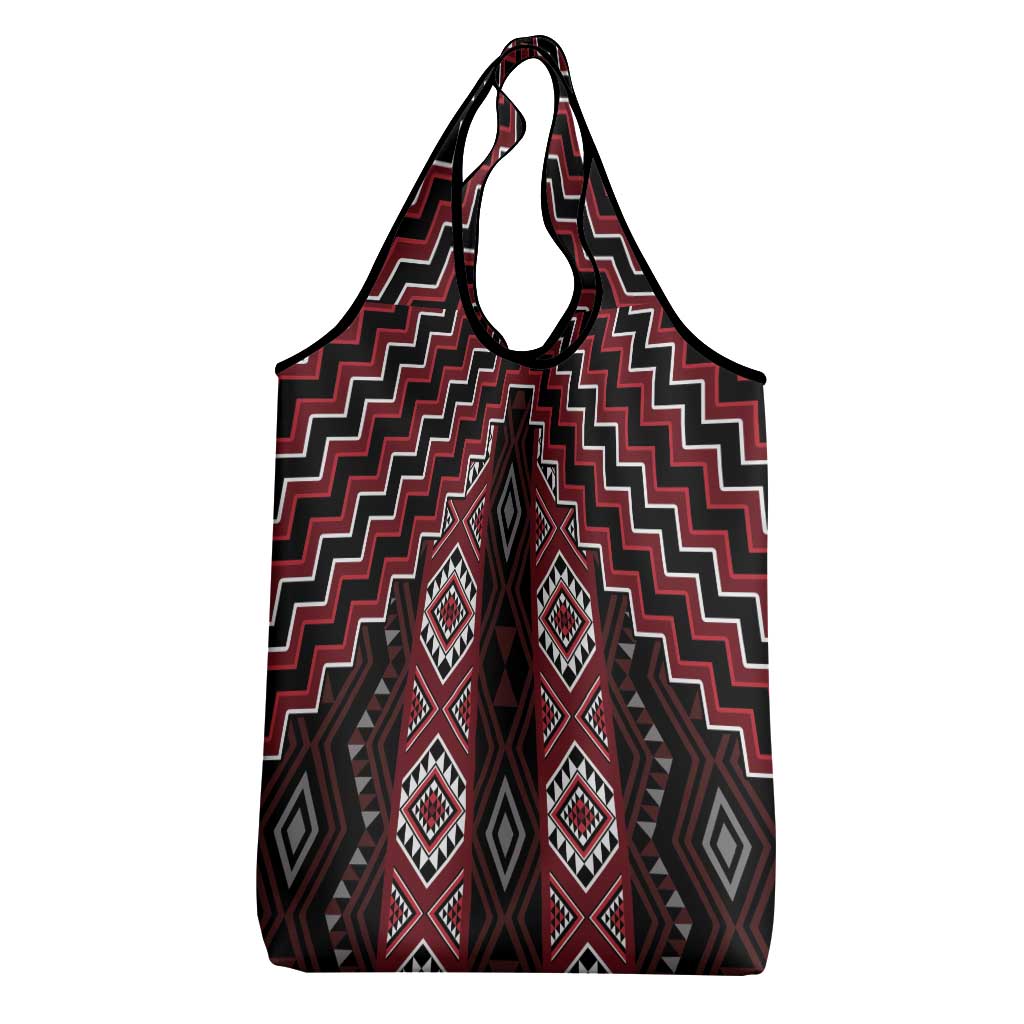 New Zealand Aotearoa Grocery Bag Red Poutama With Taniko Pattern LT05 - Polynesian Pride