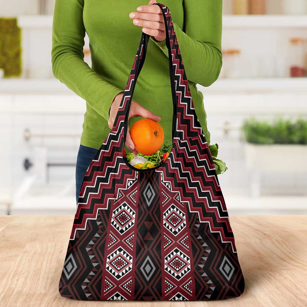 New Zealand Aotearoa Grocery Bag Red Poutama With Taniko Pattern LT05 - Polynesian Pride