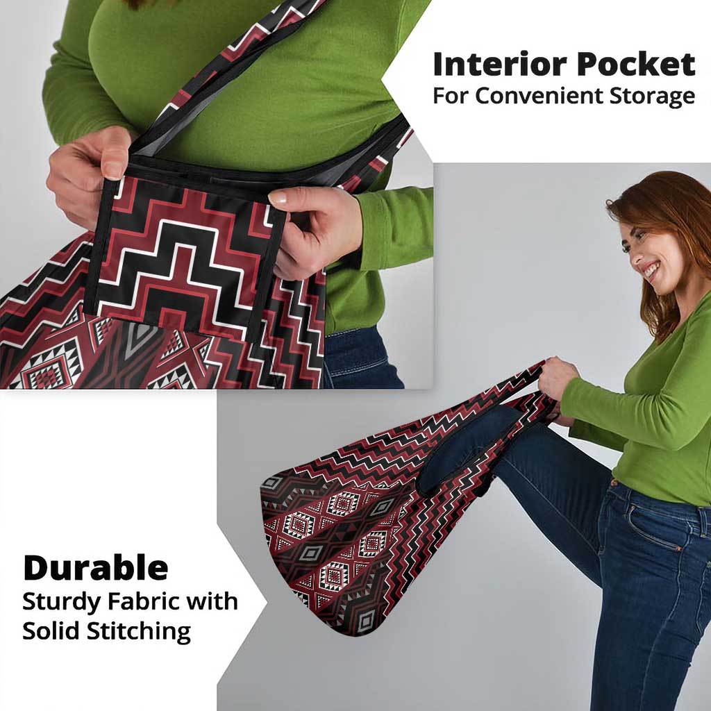 New Zealand Aotearoa Grocery Bag Red Poutama With Taniko Pattern LT05 - Polynesian Pride