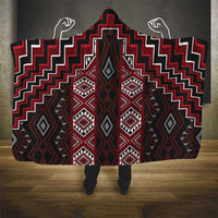 New Zealand Aotearoa Hooded Blanket Red Poutama With Taniko Pattern LT05 - Polynesian Pride
