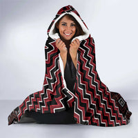 New Zealand Aotearoa Hooded Blanket Red Poutama With Taniko Pattern LT05 - Polynesian Pride