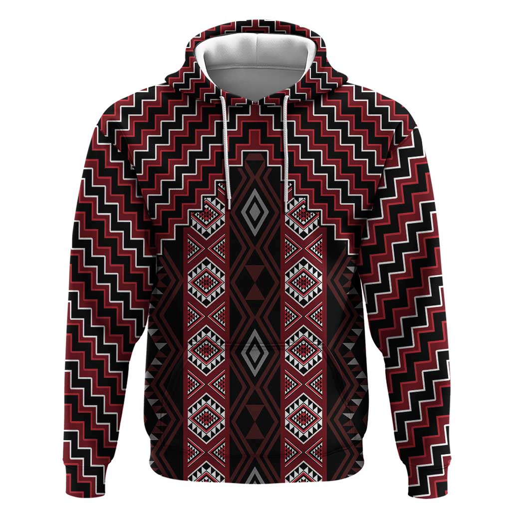 New Zealand Aotearoa Hoodie Red Poutama With Taniko Pattern LT05 Pullover Hoodie Red - Polynesian Pride