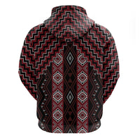New Zealand Aotearoa Hoodie Red Poutama With Taniko Pattern LT05 - Polynesian Pride