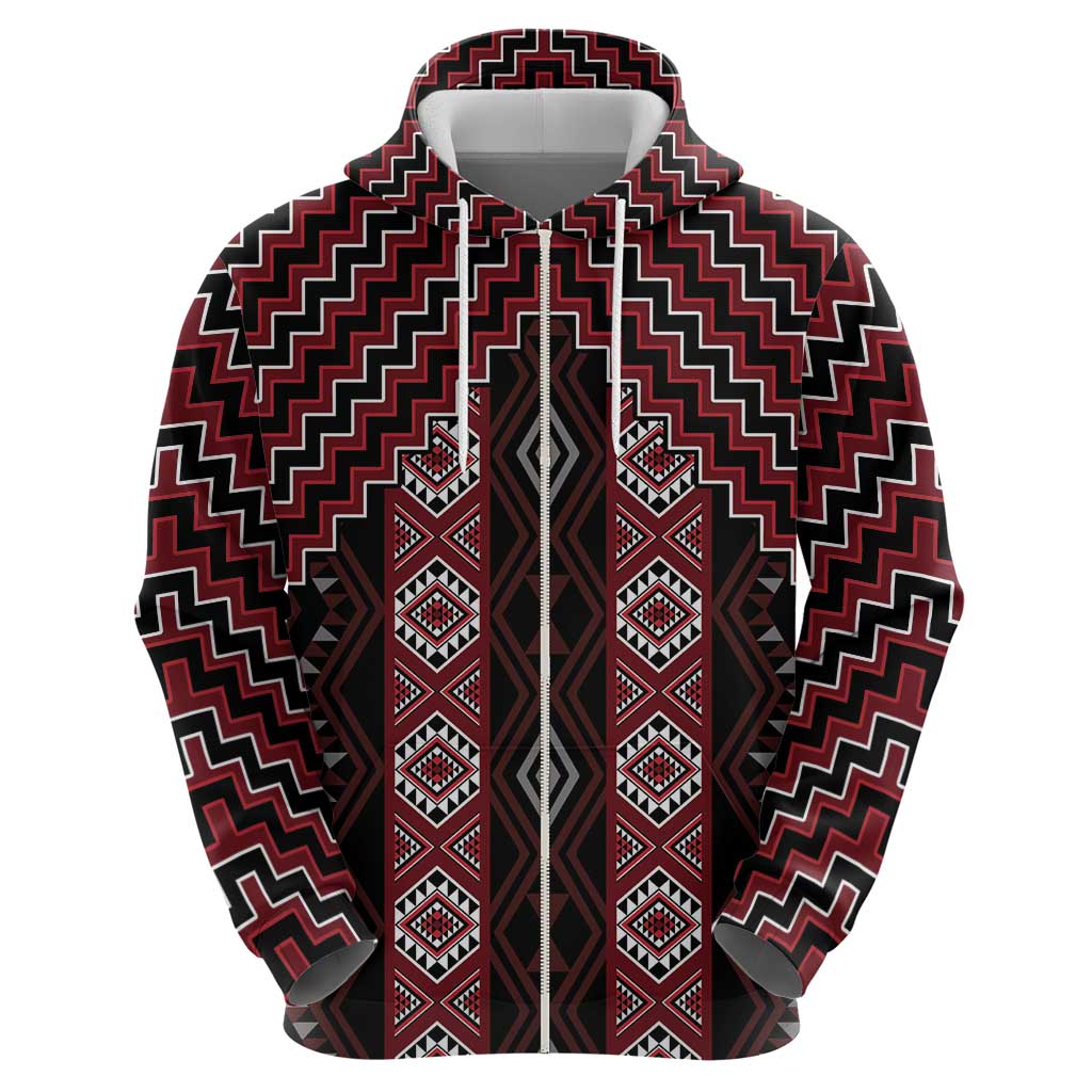 New Zealand Aotearoa Hoodie Red Poutama With Taniko Pattern LT05 - Polynesian Pride