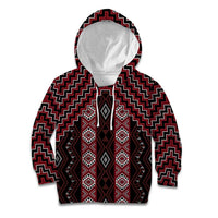New Zealand Aotearoa Kid Hoodie Red Poutama With Taniko Pattern LT05 Hoodie Red - Polynesian Pride