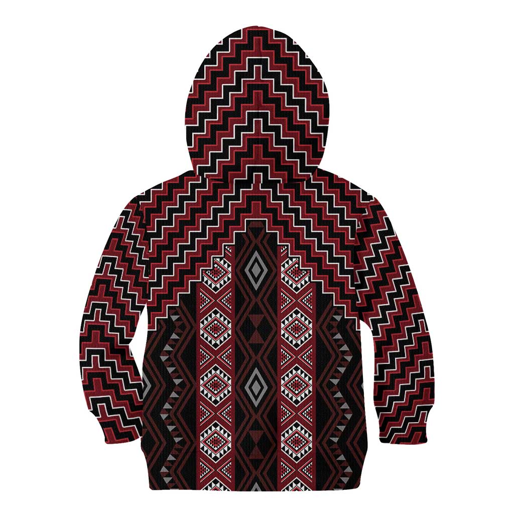 New Zealand Aotearoa Kid Hoodie Red Poutama With Taniko Pattern LT05 - Polynesian Pride