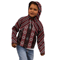 New Zealand Aotearoa Kid Hoodie Red Poutama With Taniko Pattern LT05 - Polynesian Pride