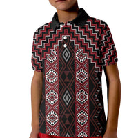 New Zealand Aotearoa Kid Polo Shirt Red Poutama With Taniko Pattern LT05 Kid Red - Polynesian Pride