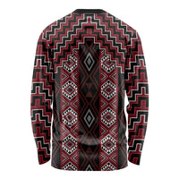 New Zealand Aotearoa Long Sleeve Shirt Red Poutama With Taniko Pattern LT05 - Polynesian Pride