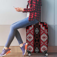 New Zealand Aotearoa Luggage Cover Red Poutama With Taniko Pattern LT05 - Polynesian Pride