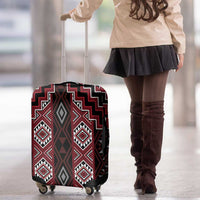 New Zealand Aotearoa Luggage Cover Red Poutama With Taniko Pattern LT05 - Polynesian Pride