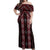 New Zealand Aotearoa Off Shoulder Maxi Dress Red Poutama With Taniko Pattern LT05