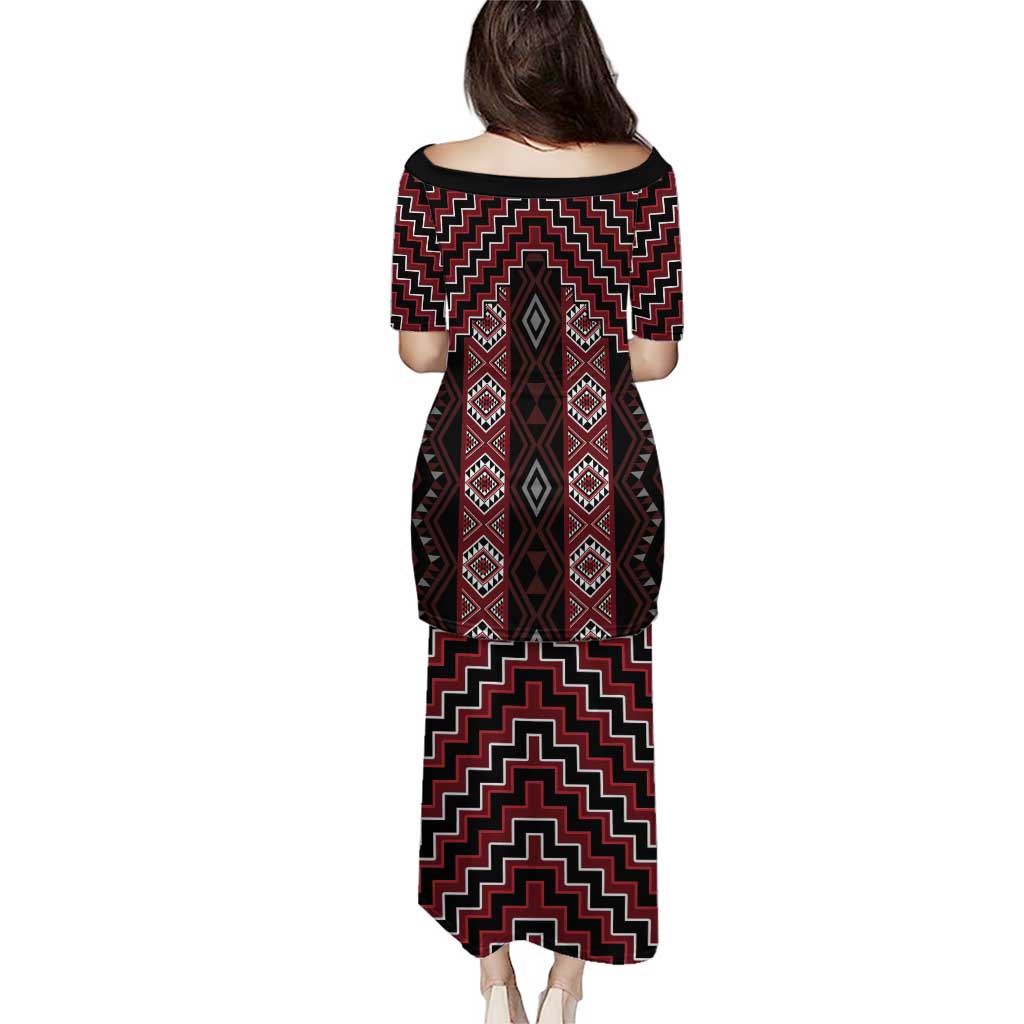 New Zealand Aotearoa Puletasi Red Poutama With Taniko Pattern LT05 - Polynesian Pride