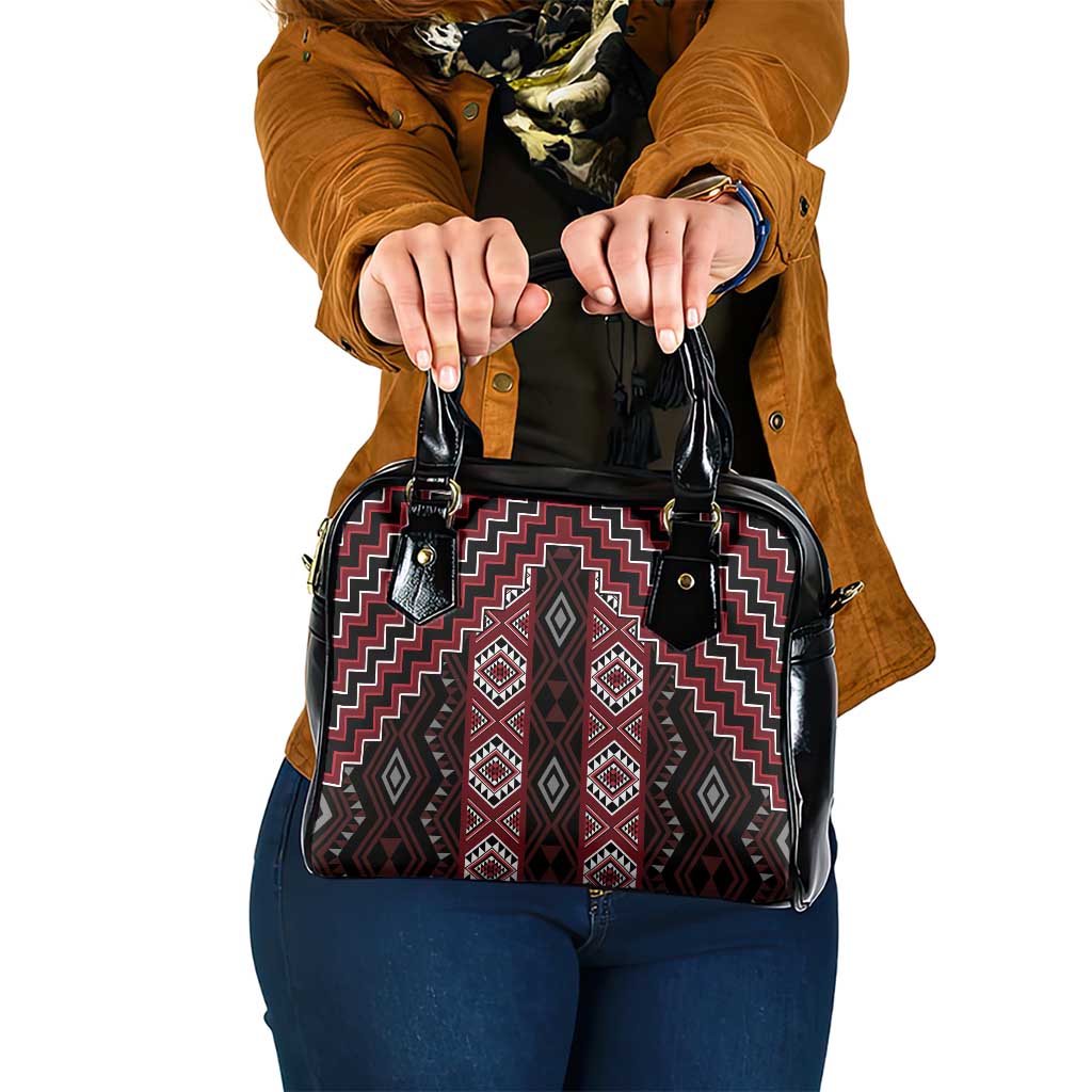 New Zealand Aotearoa Shoulder Handbag Red Poutama With Taniko Pattern LT05 One Size Red - Polynesian Pride