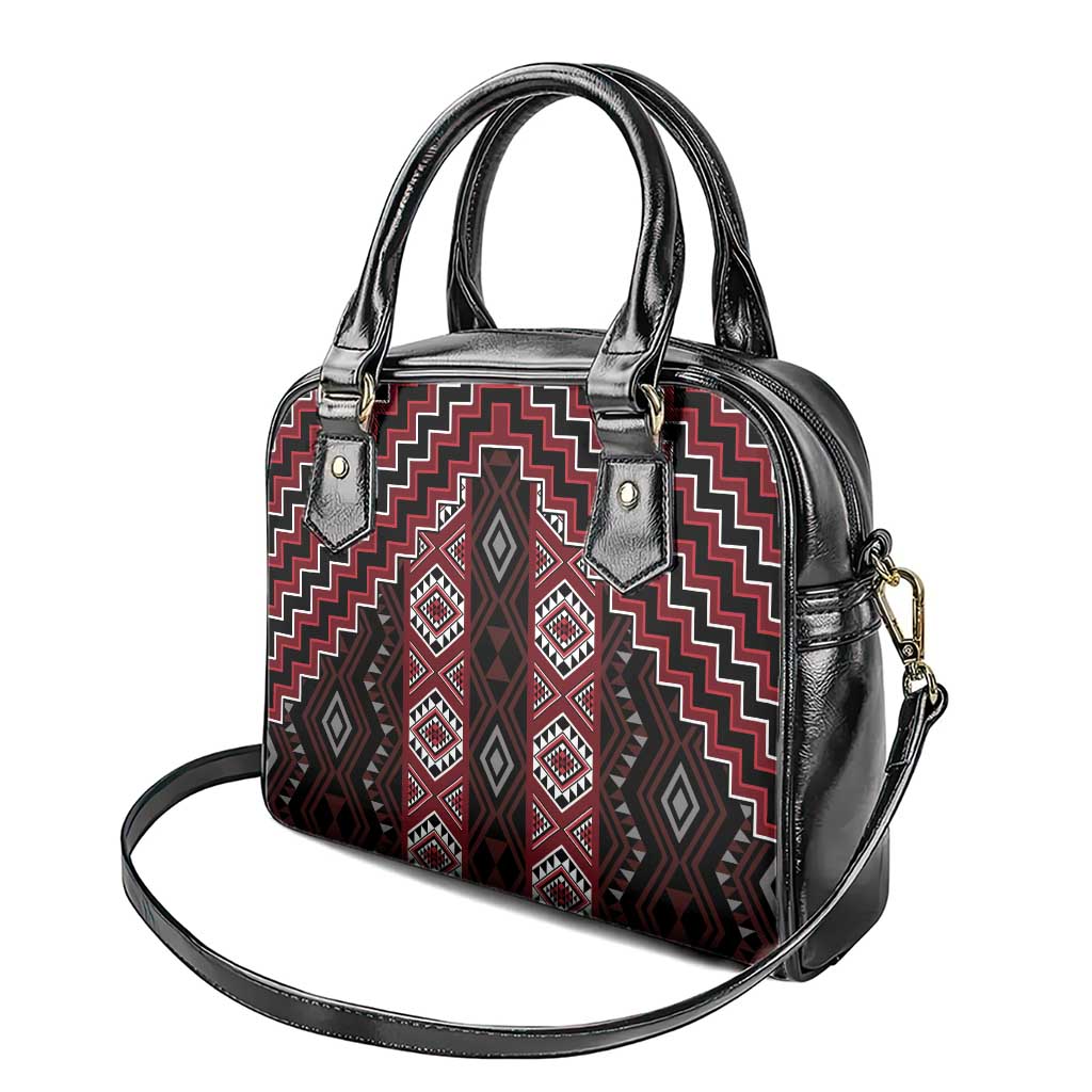 New Zealand Aotearoa Shoulder Handbag Red Poutama With Taniko Pattern LT05 - Polynesian Pride