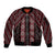 New Zealand Aotearoa Sleeve Zip Bomber Jacket Red Poutama With Taniko Pattern LT05