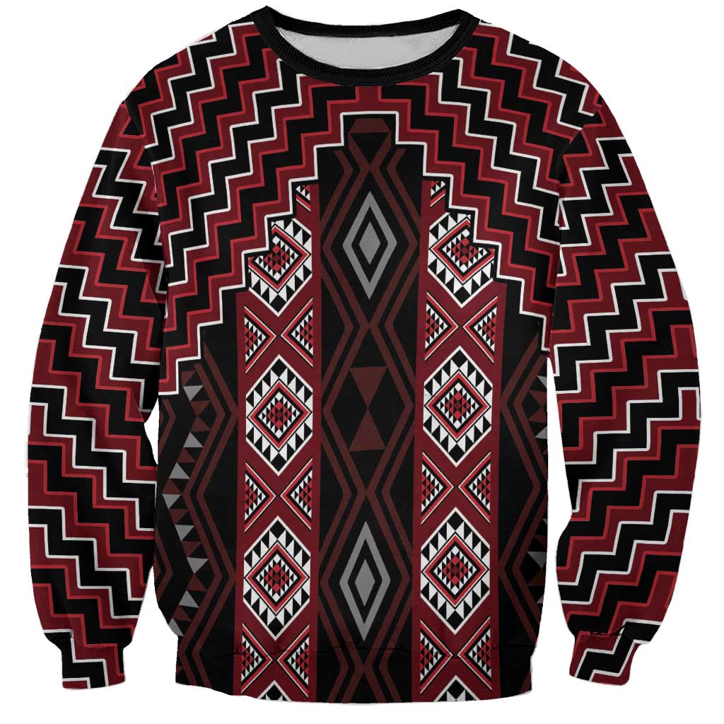 New Zealand Aotearoa Sweatshirt Red Poutama With Taniko Pattern LT05 Unisex Red - Polynesian Pride