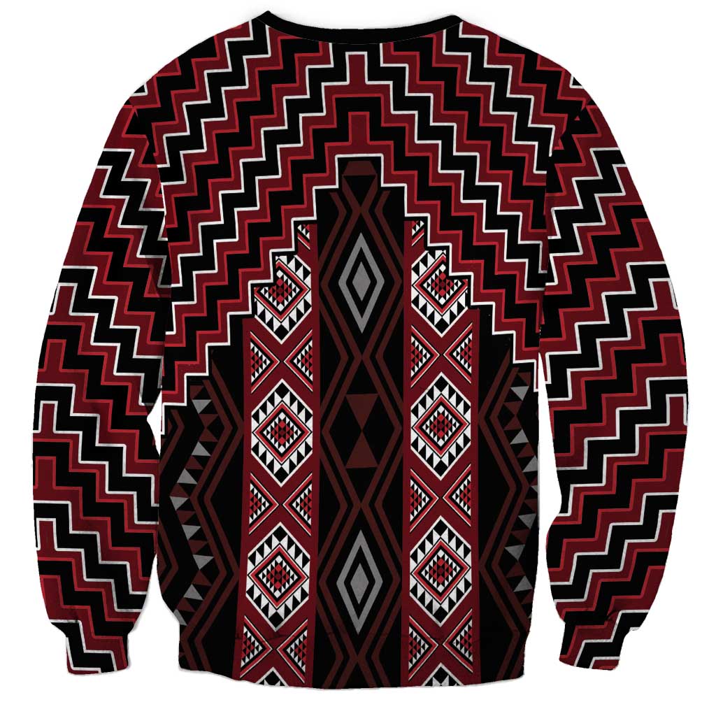 New Zealand Aotearoa Sweatshirt Red Poutama With Taniko Pattern LT05 - Polynesian Pride