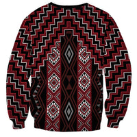 New Zealand Aotearoa Sweatshirt Red Poutama With Taniko Pattern LT05 - Polynesian Pride