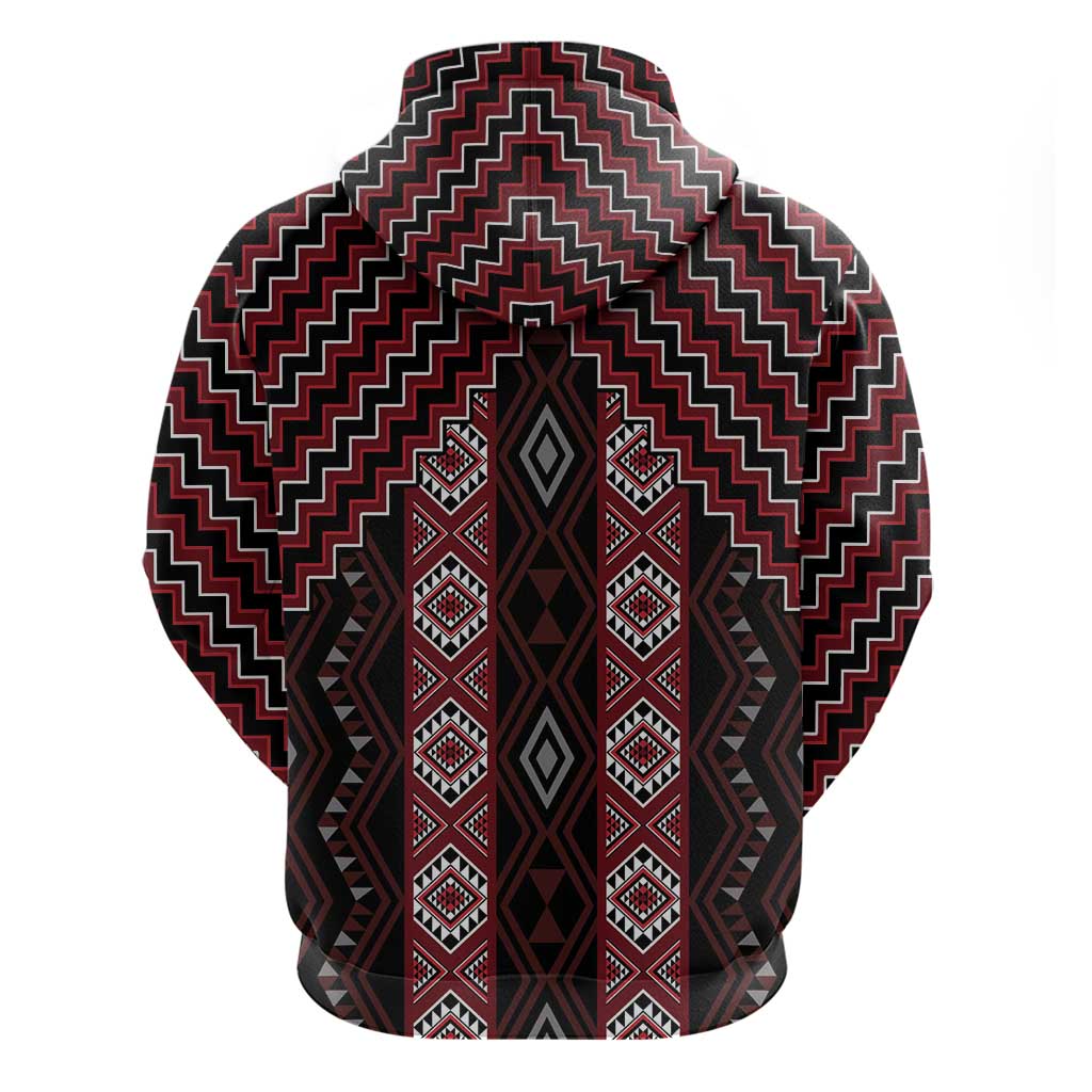 New Zealand Aotearoa Zip Hoodie Red Poutama With Taniko Pattern LT05 - Polynesian Pride