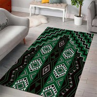 New Zealand Aotearoa Area Rug Green Poutama With Taniko Pattern LT05 - Polynesian Pride