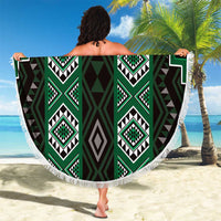 New Zealand Aotearoa Beach Blanket Green Poutama With Taniko Pattern LT05 - Polynesian Pride