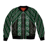 New Zealand Aotearoa Bomber Jacket Green Poutama With Taniko Pattern LT05 Unisex Green - Polynesian Pride