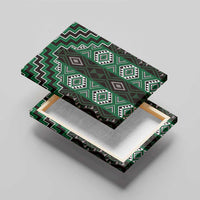New Zealand Aotearoa Canvas Wall Art Green Poutama With Taniko Pattern LT05 - Polynesian Pride