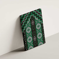 New Zealand Aotearoa Canvas Wall Art Green Poutama With Taniko Pattern LT05 - Polynesian Pride