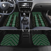 New Zealand Aotearoa Car Mats Green Poutama With Taniko Pattern LT05 Set 4pcs Green - Polynesian Pride