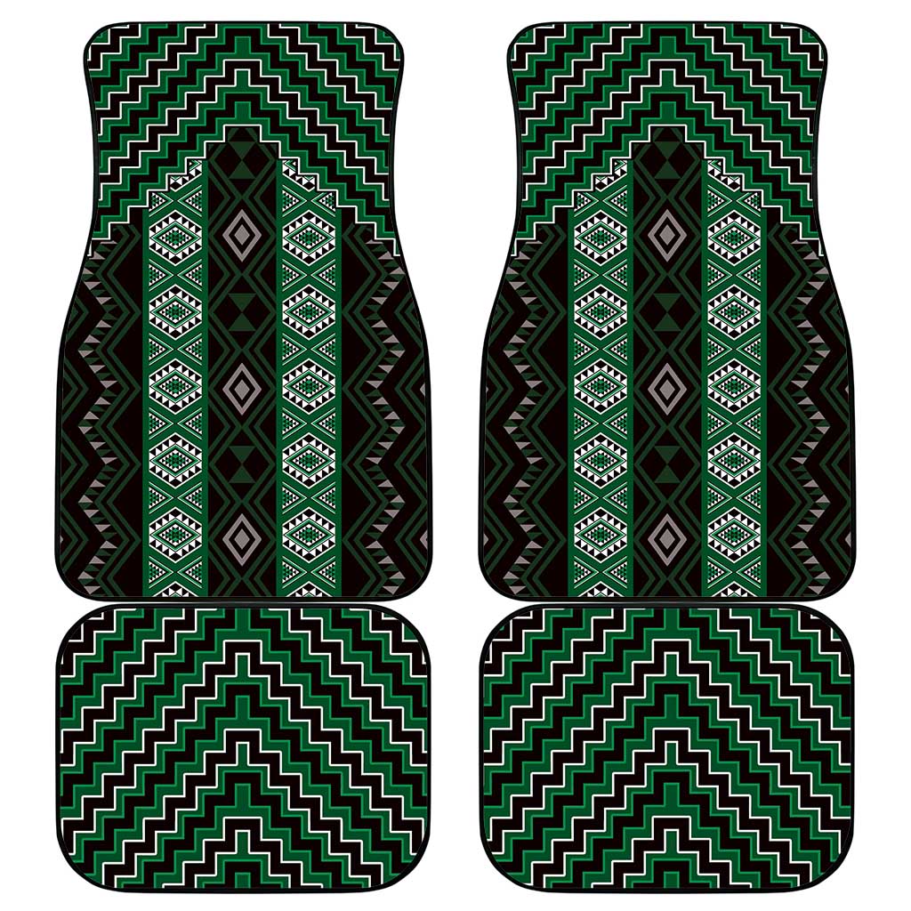 New Zealand Aotearoa Car Mats Green Poutama With Taniko Pattern LT05 - Polynesian Pride
